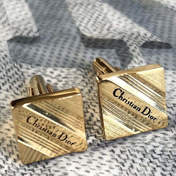 Dior Accessories Christian Dior Logo Gold Tone Cuffs Vintage